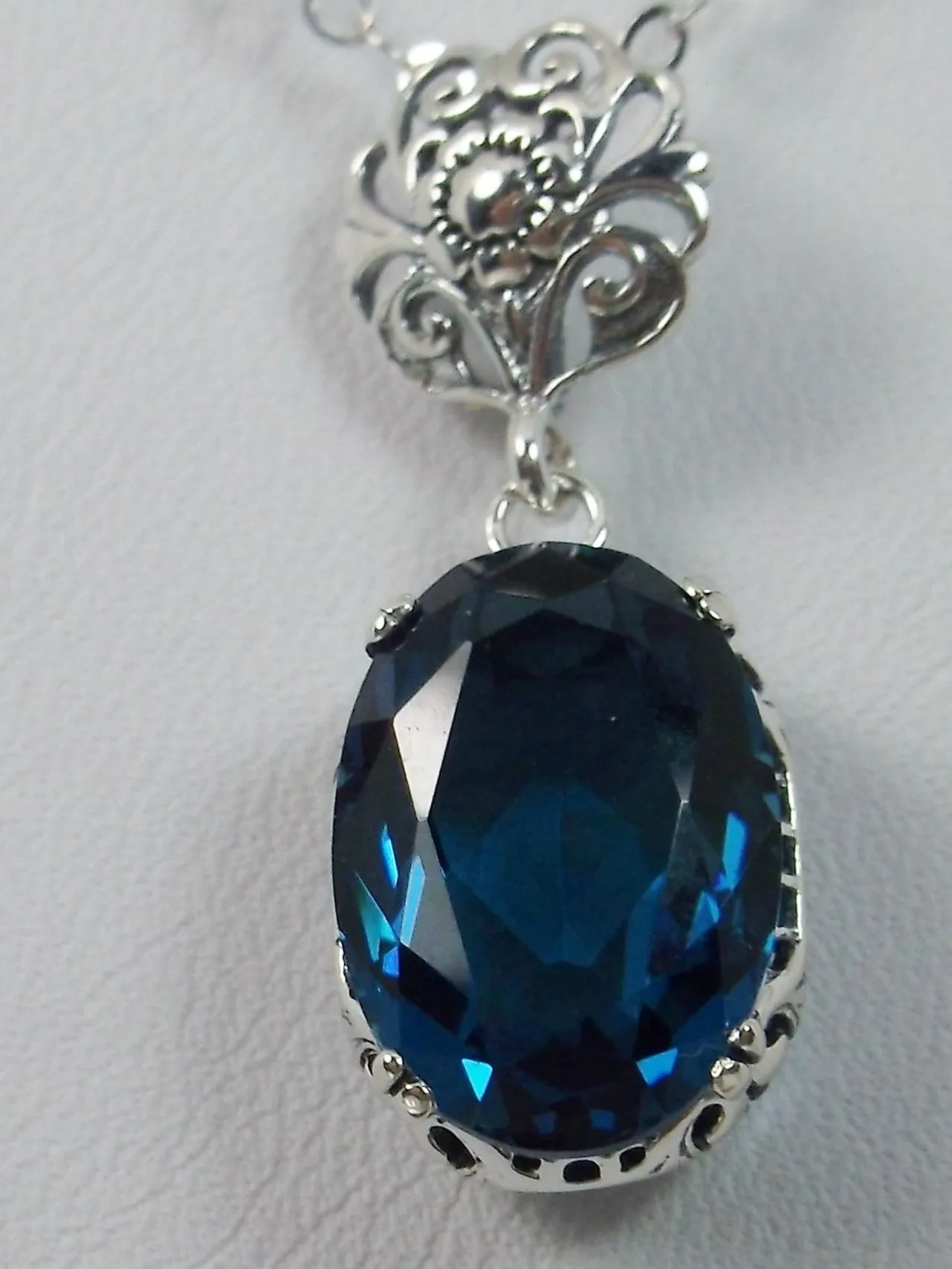 London Blue Pendant, Edwardian Necklace #P70