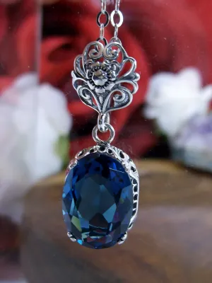 London Blue Pendant, Edwardian Necklace #P70