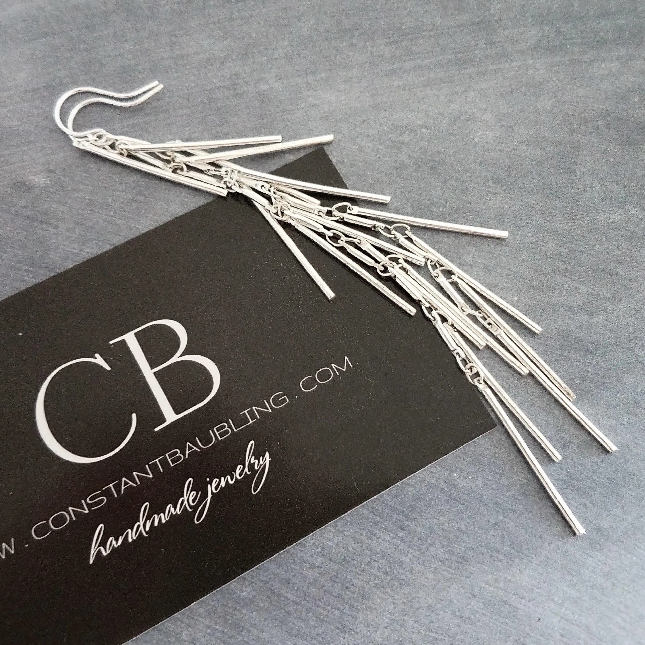 Long Silver Earrings, silver bar earring, cluster earring, fringe earring, thin narrow earring, gold stick earring shaggy earring, 4 inch