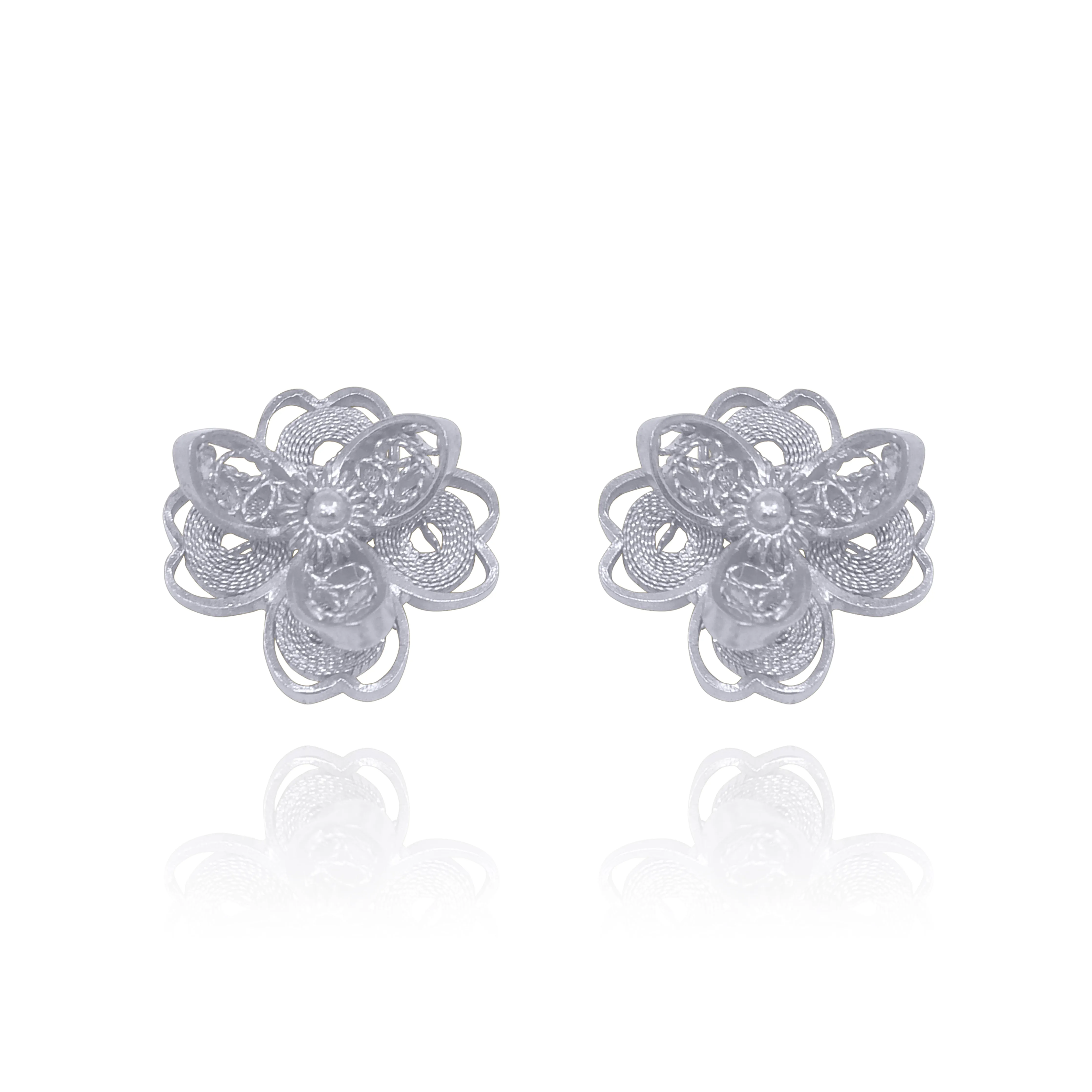 LOTUS SILVER STUD EARRINGS FILIGREE