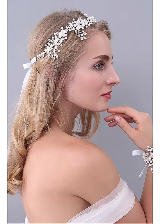 Luxury Wedding Bracelets With Rhinestones & Pearls