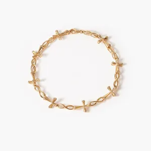 Maltese 14K Gold Passion Cross Charm Bracelet with Diamonds