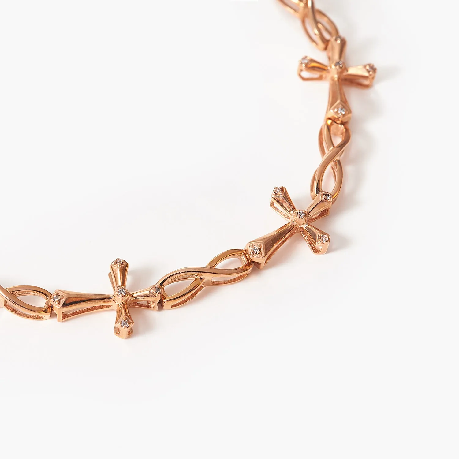 Maltese 14K Gold Passion Cross Charm Bracelet with Diamonds
