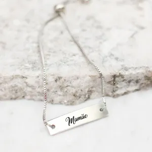 Mamãe Silver Bar Adjustable Bracelet