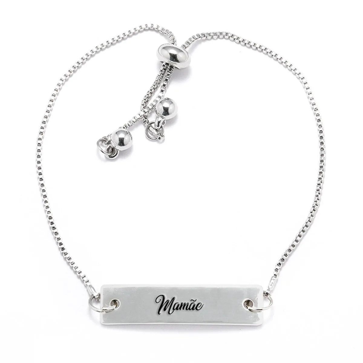 Mamãe Silver Bar Adjustable Bracelet