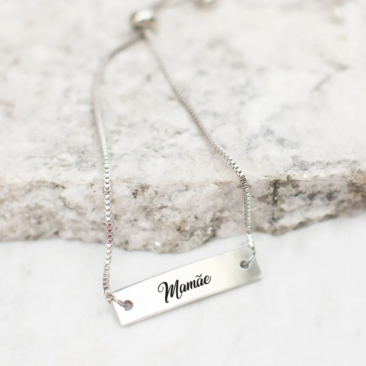 Mamãe Silver Bar Adjustable Bracelet