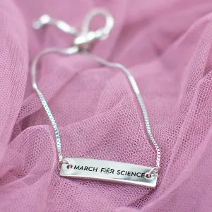 March for Science Silver Bar Adjustable Bracelet