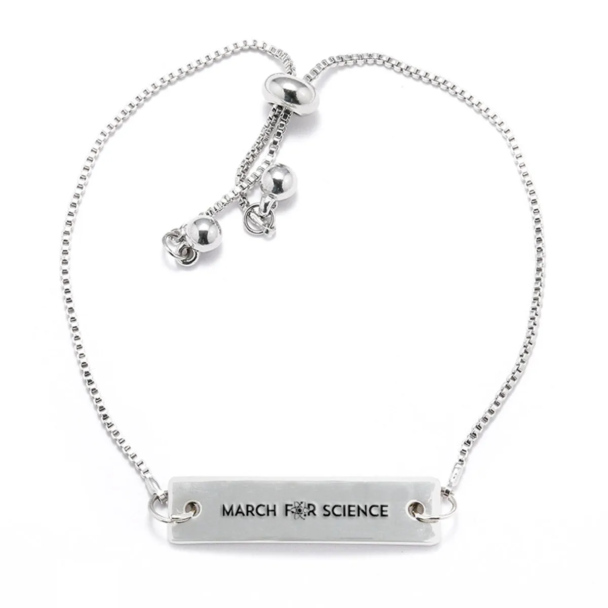 March for Science Silver Bar Adjustable Bracelet