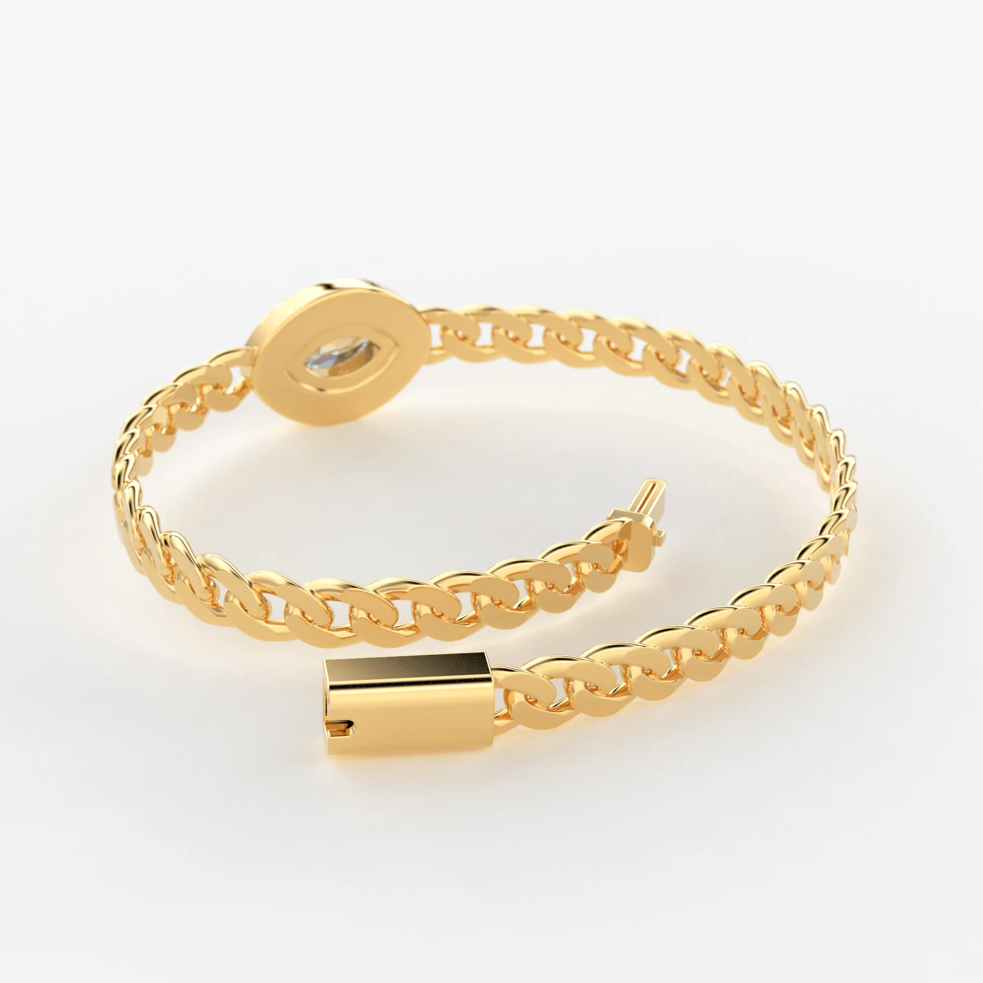 Marquise Diamond Bracelet / Evil Eye Diamond Bracelet 14k Gold / Good Luck Charm Bracelet / Halo Diamond Bracelet / Cuban Chain Diamond Bracelet