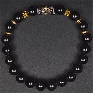 Matt Black Onyx Anchor Inlaid Hope Bracelet