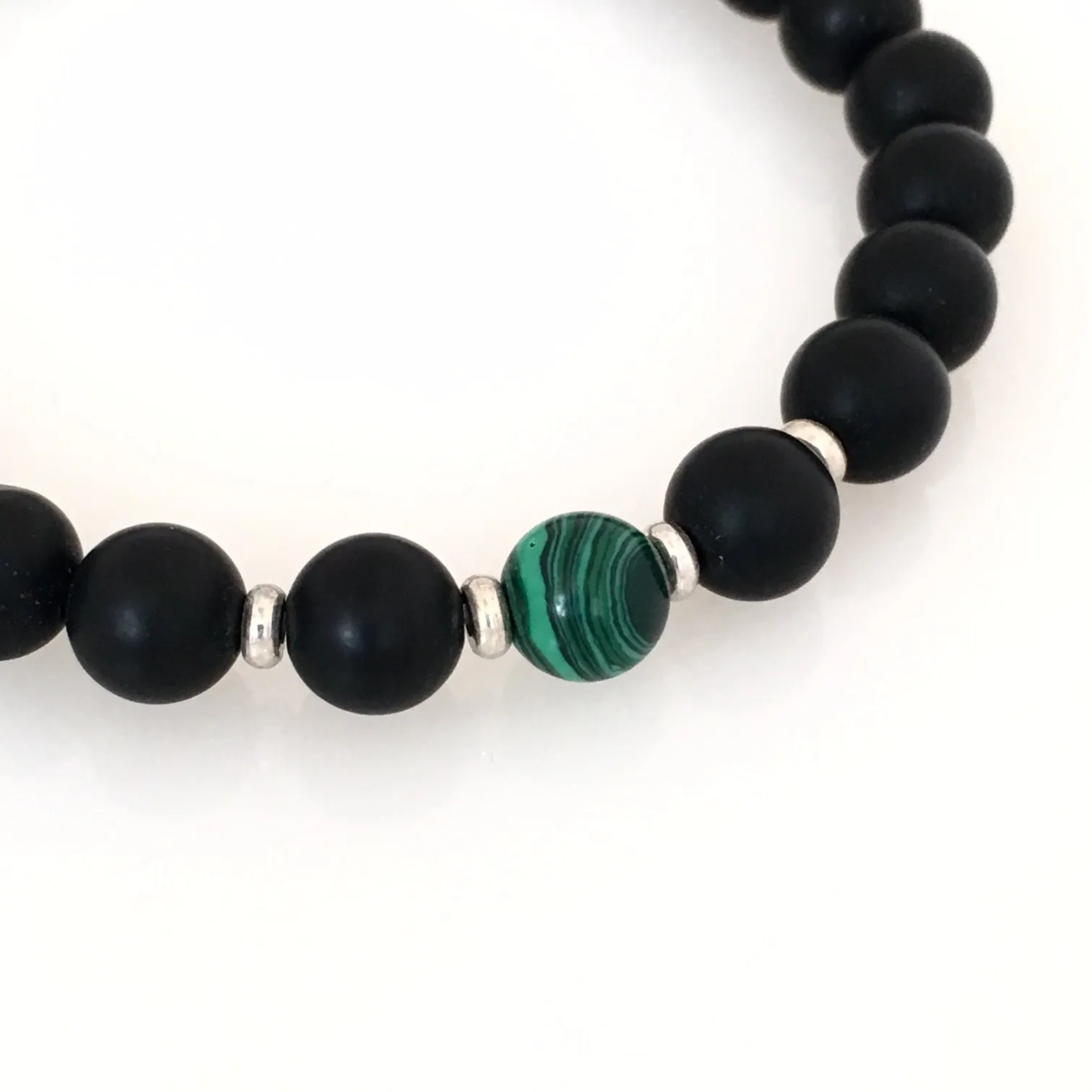 Matte Onyx and Malachite Men's Bracelet