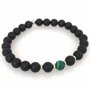 Matte Onyx and Malachite Men's Bracelet