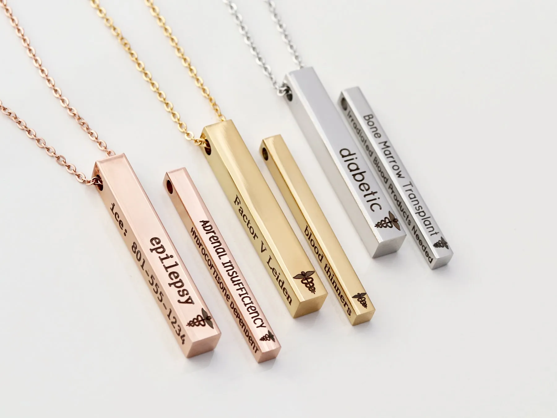 Medical ID Necklace | 4 Sided Bar
