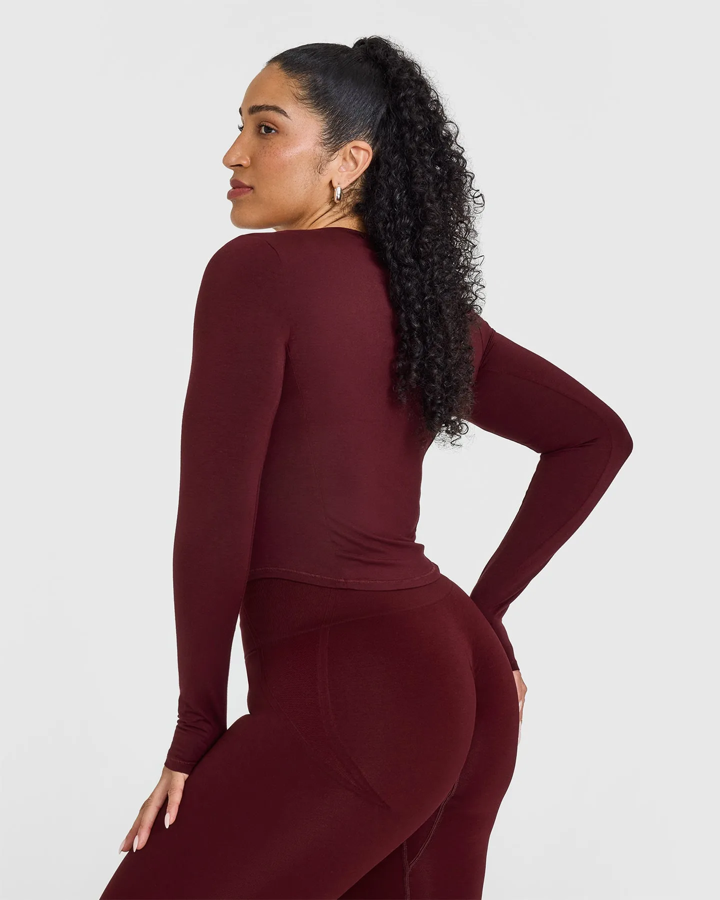 Mellow Soft Mid Long Sleeve Top | Rosewood