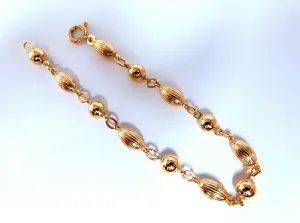 Melon & Bead Link Chain Bracelet 7inch 14kt