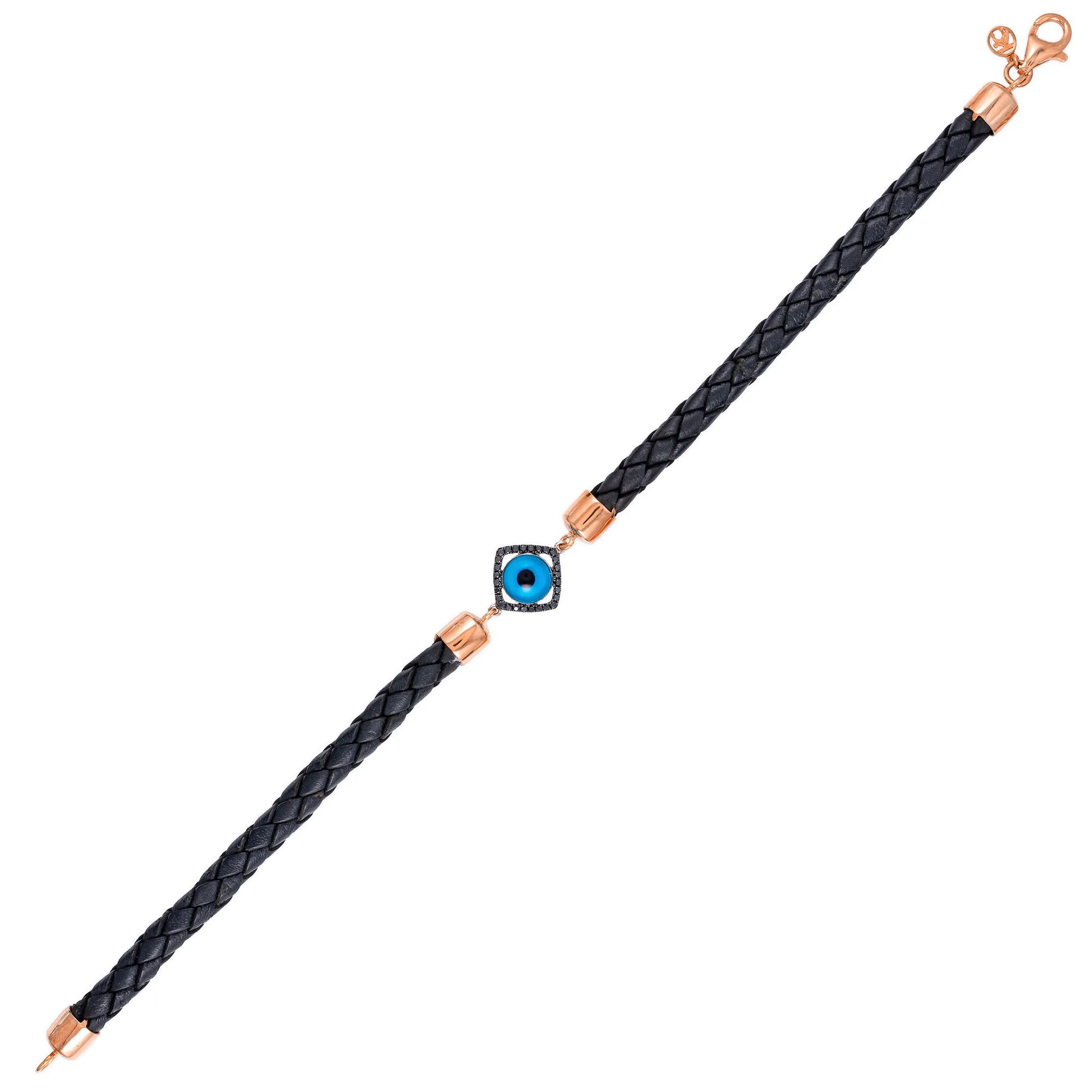 Men's Black Diamond Kite Turkish Eye & Leather Bracelet