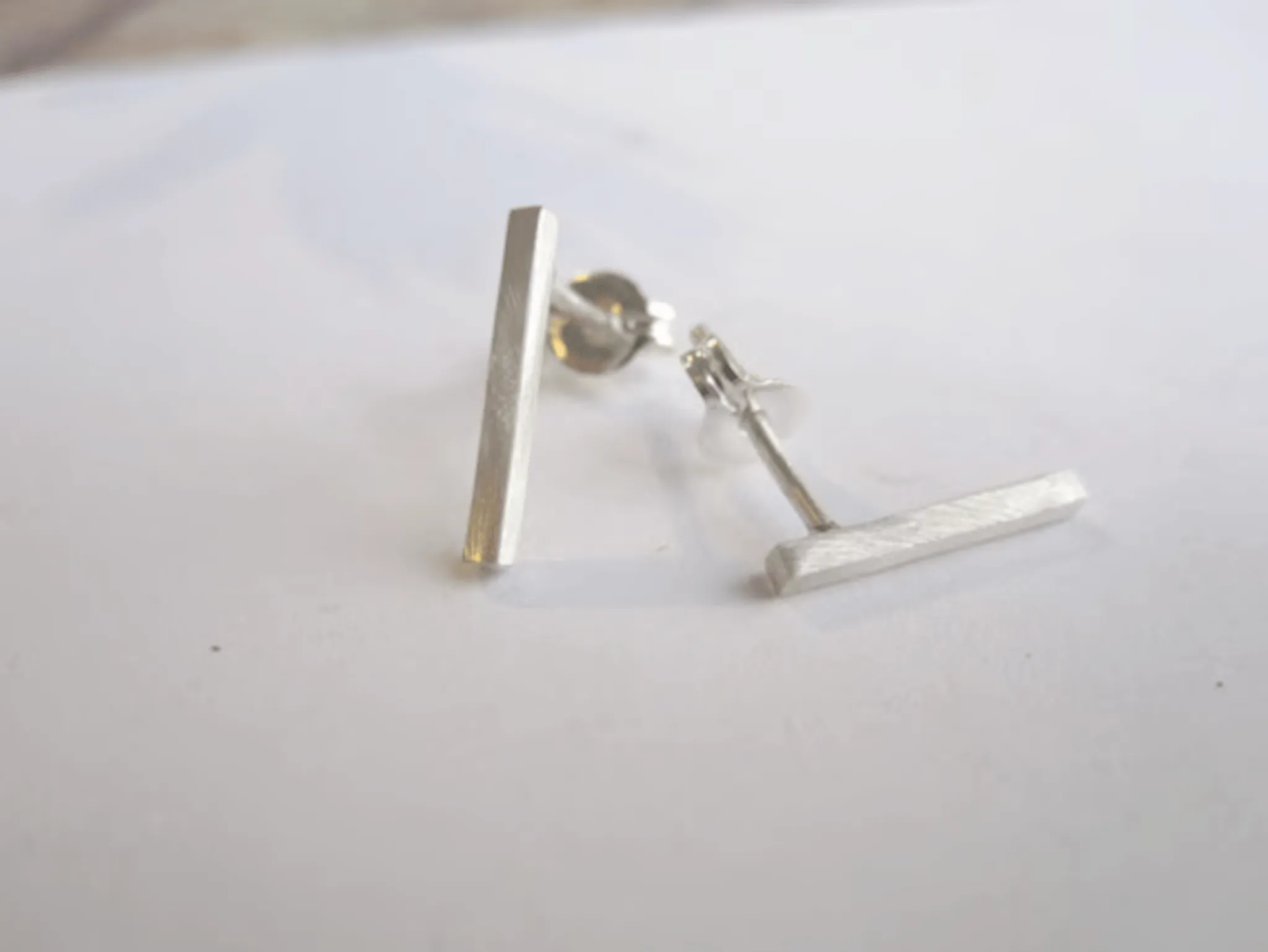Minimalist Drop Square Bar Stud Earrings – 1.3mm Drop Studs in Sterling Silver, Gold Fill, Brass & More - 0004
