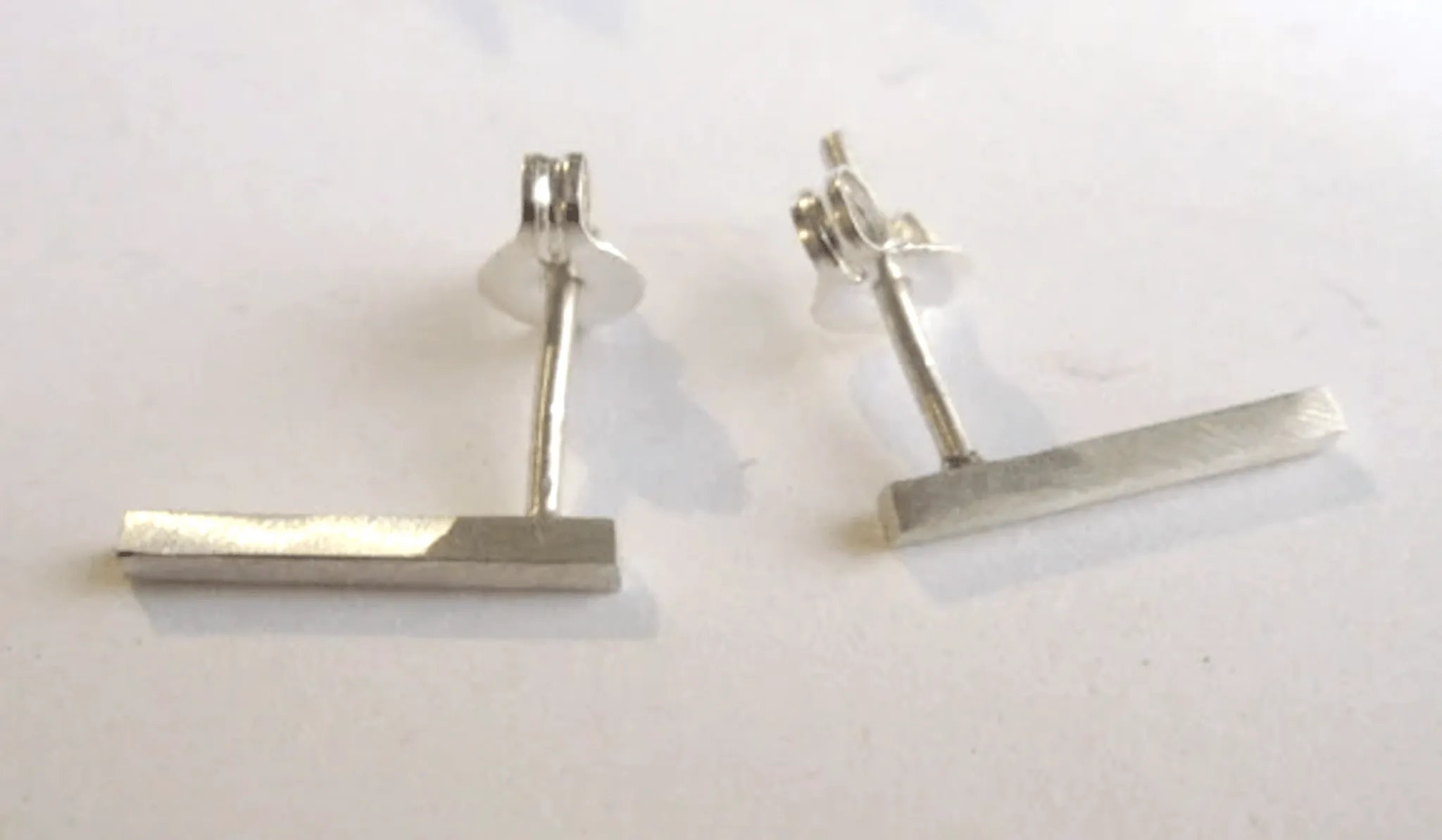 Minimalist Drop Square Bar Stud Earrings – 1.3mm Drop Studs in Sterling Silver, Gold Fill, Brass & More - 0004
