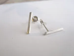 Minimalist Drop Square Bar Stud Earrings – 1.3mm Drop Studs in Sterling Silver, Gold Fill, Brass & More - 0004
