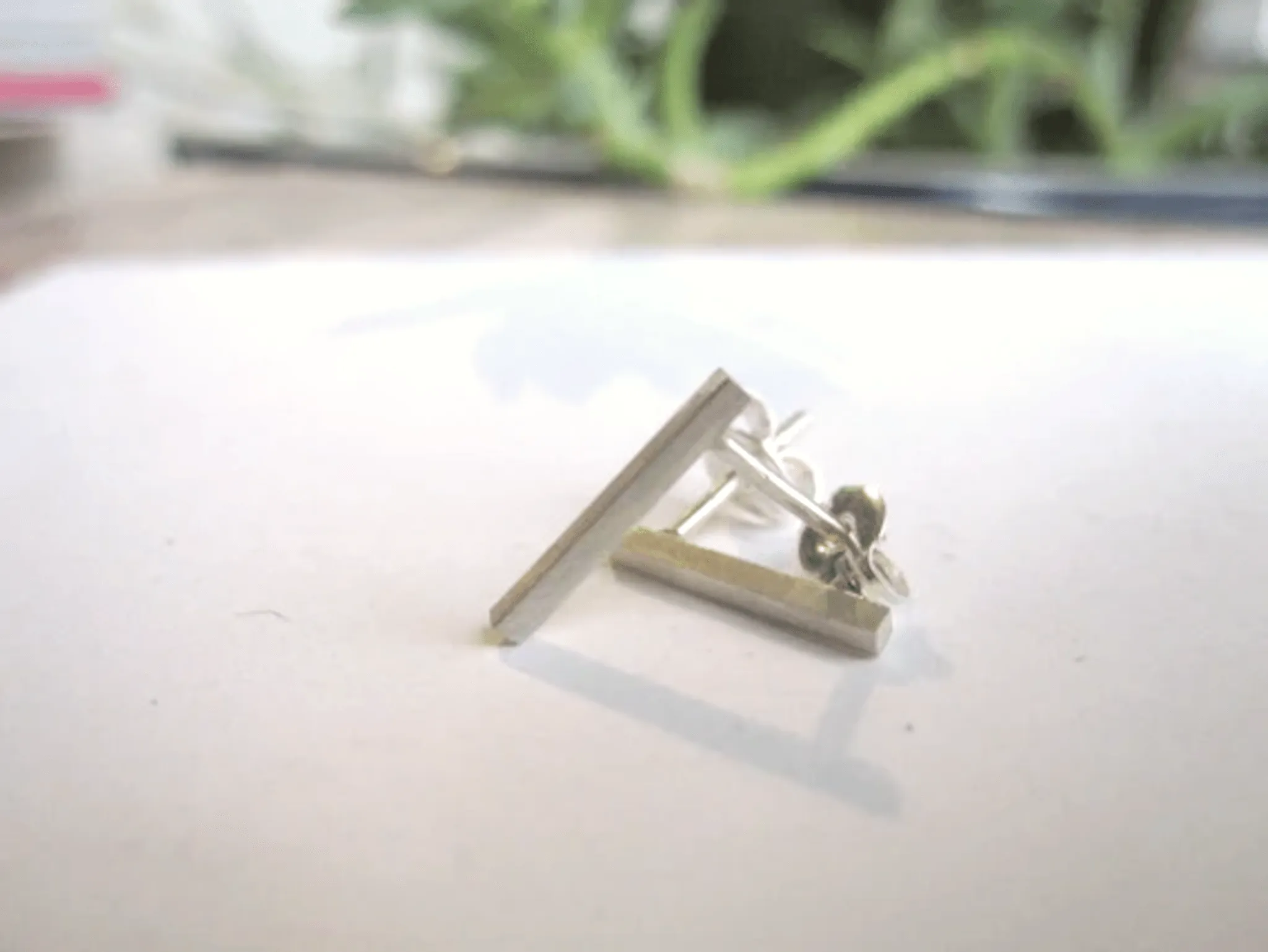 Minimalist Drop Square Bar Stud Earrings – 1.3mm Drop Studs in Sterling Silver, Gold Fill, Brass & More - 0004