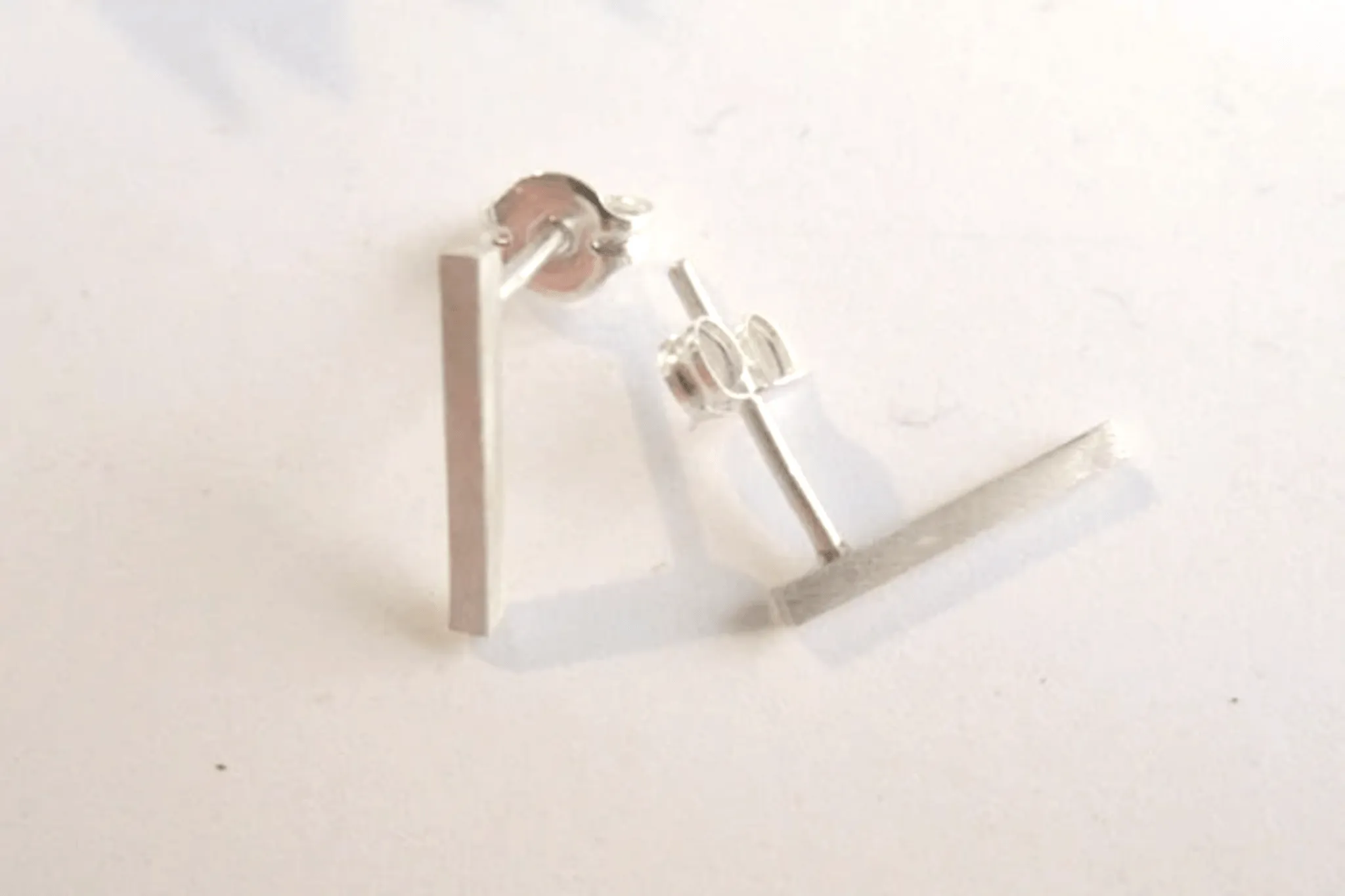 Minimalist Drop Square Bar Stud Earrings – 1.3mm Drop Studs in Sterling Silver, Gold Fill, Brass & More - 0004