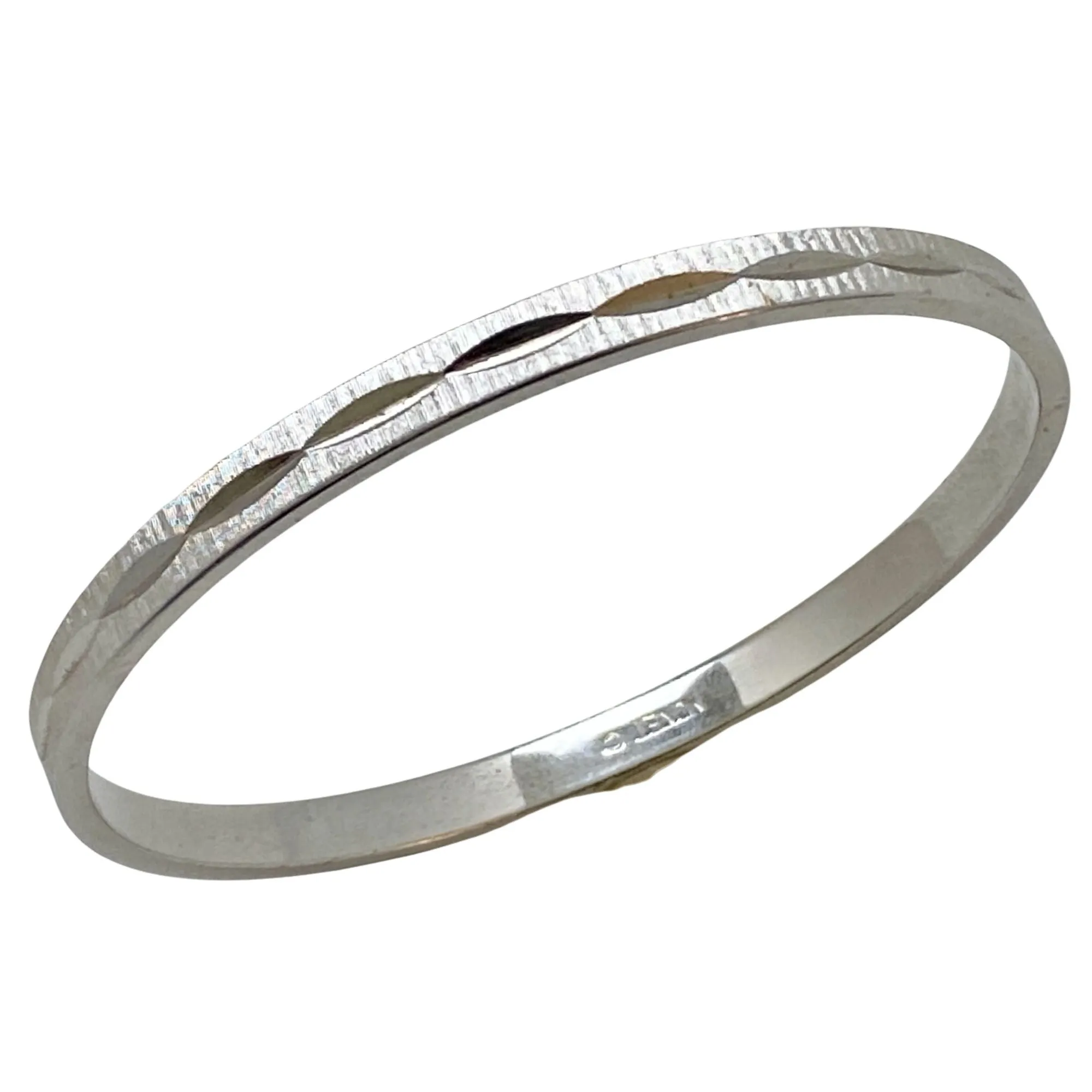 Monet Silver Etched Bangle Bracelet