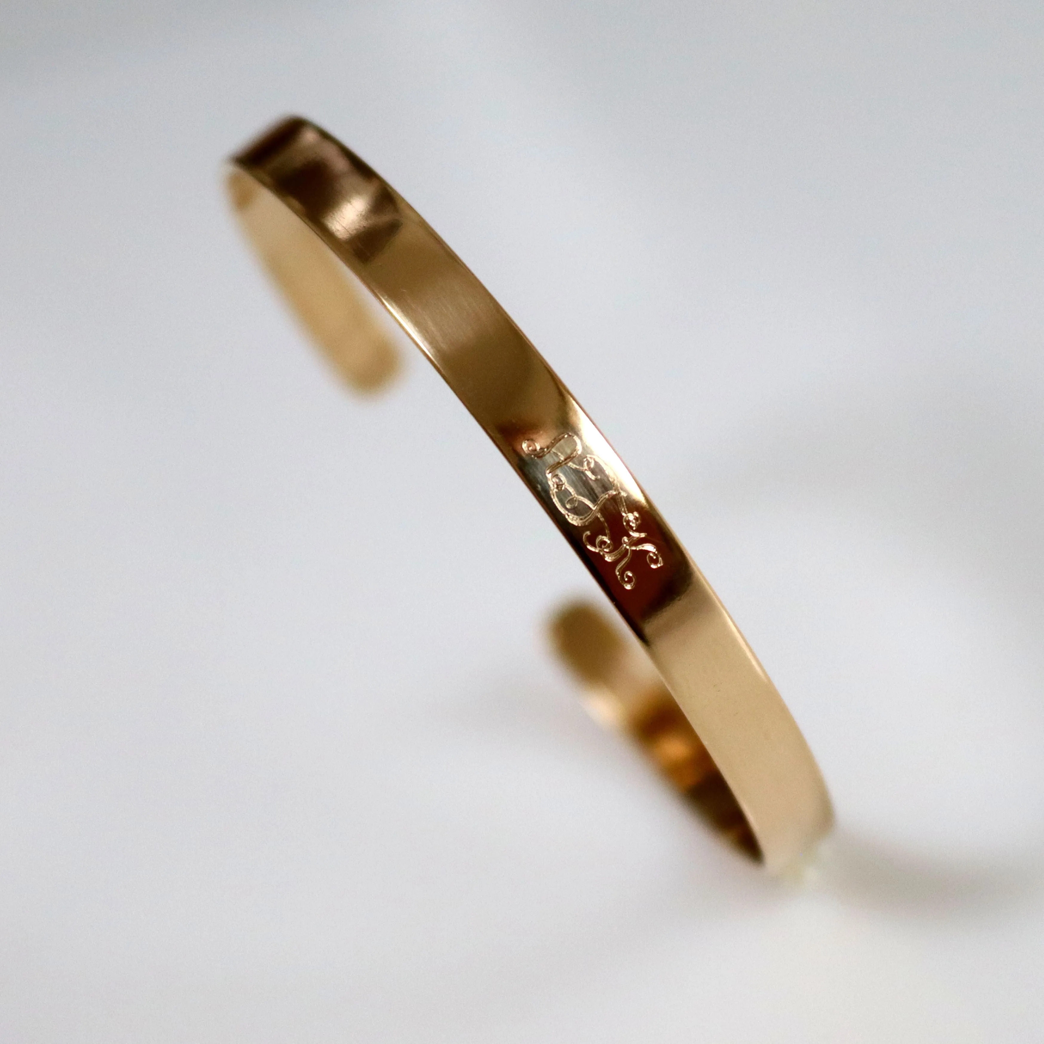 Monogram Gold Bracelet - 3 initials Cuff bracelet - Personalize Gold Filled Bangle