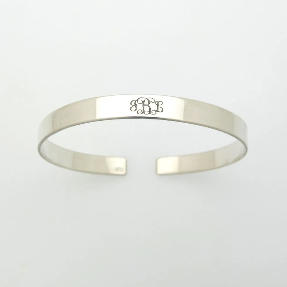 Monogram Gold Bracelet - 3 initials Cuff bracelet - Personalize Gold Filled Bangle
