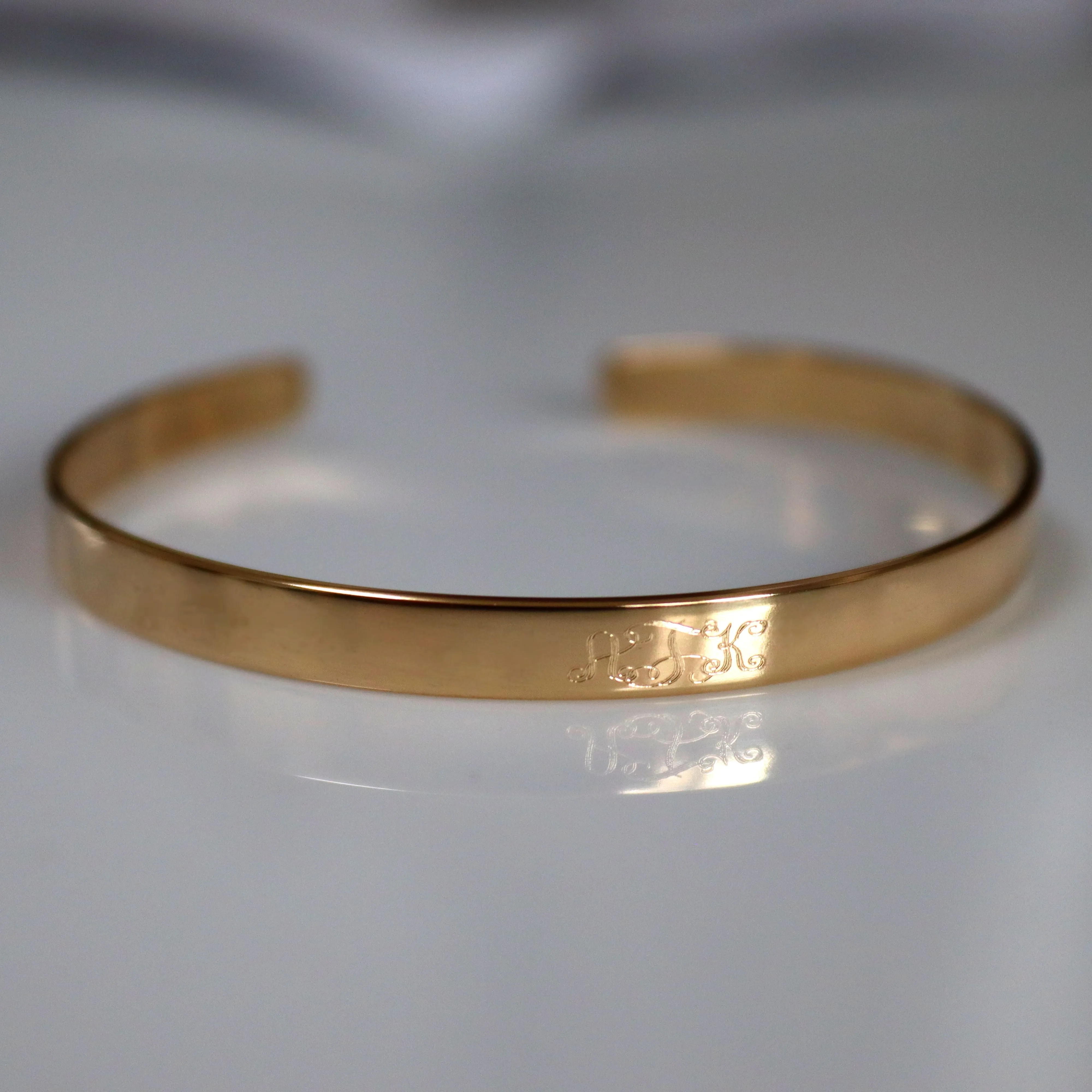 Monogram Gold Bracelet - 3 initials Cuff bracelet - Personalize Gold Filled Bangle