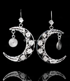 Moon Earrings Mexican Sterling Silver Filigree From Taxco .925