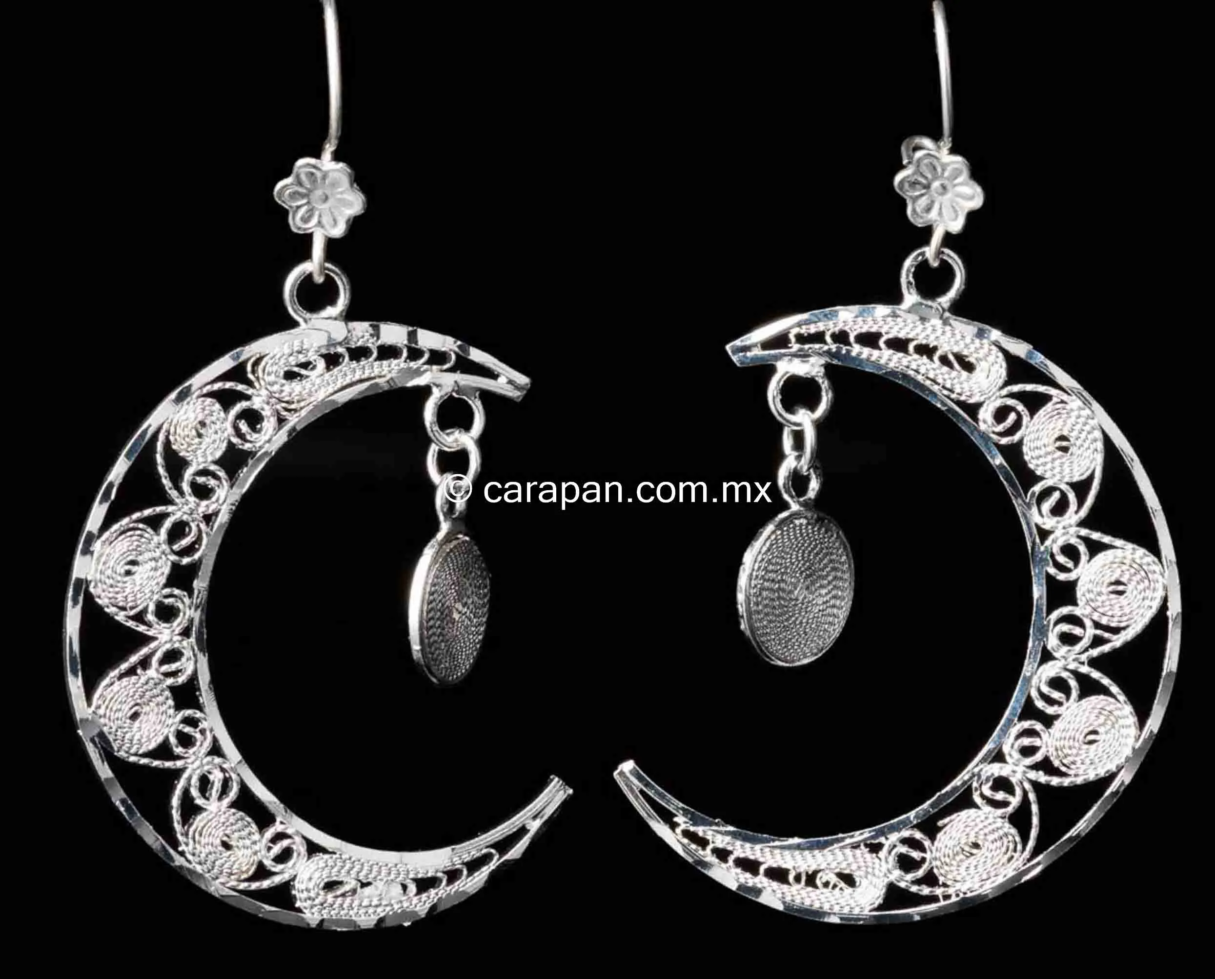 Moon Earrings Mexican Sterling Silver Filigree From Taxco .925