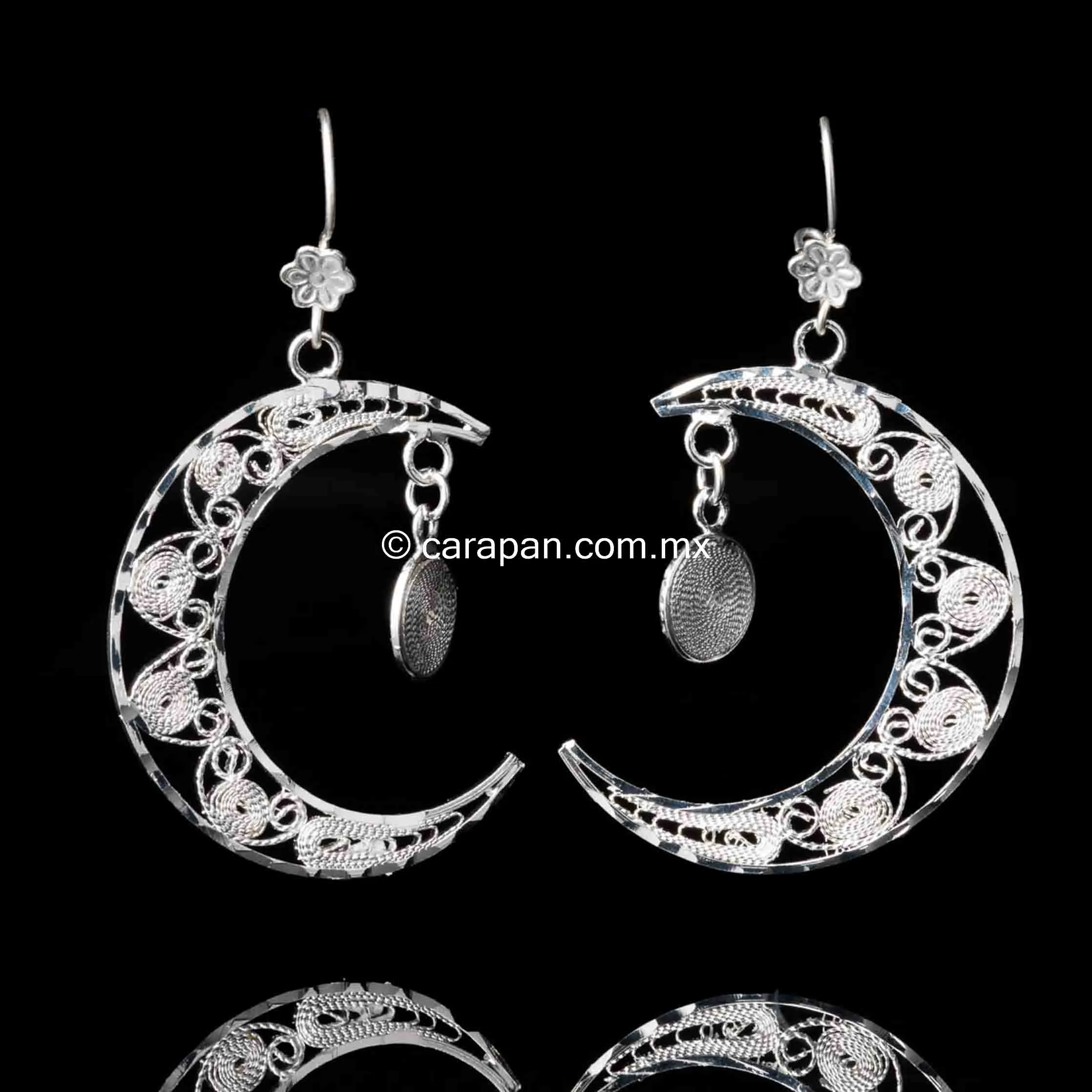 Moon Earrings Mexican Sterling Silver Filigree From Taxco .925