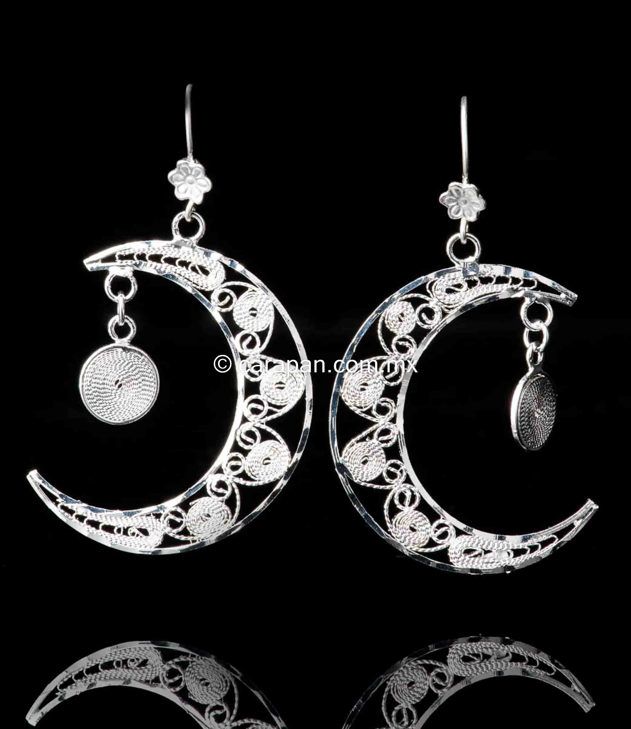Moon Earrings Mexican Sterling Silver Filigree From Taxco .925