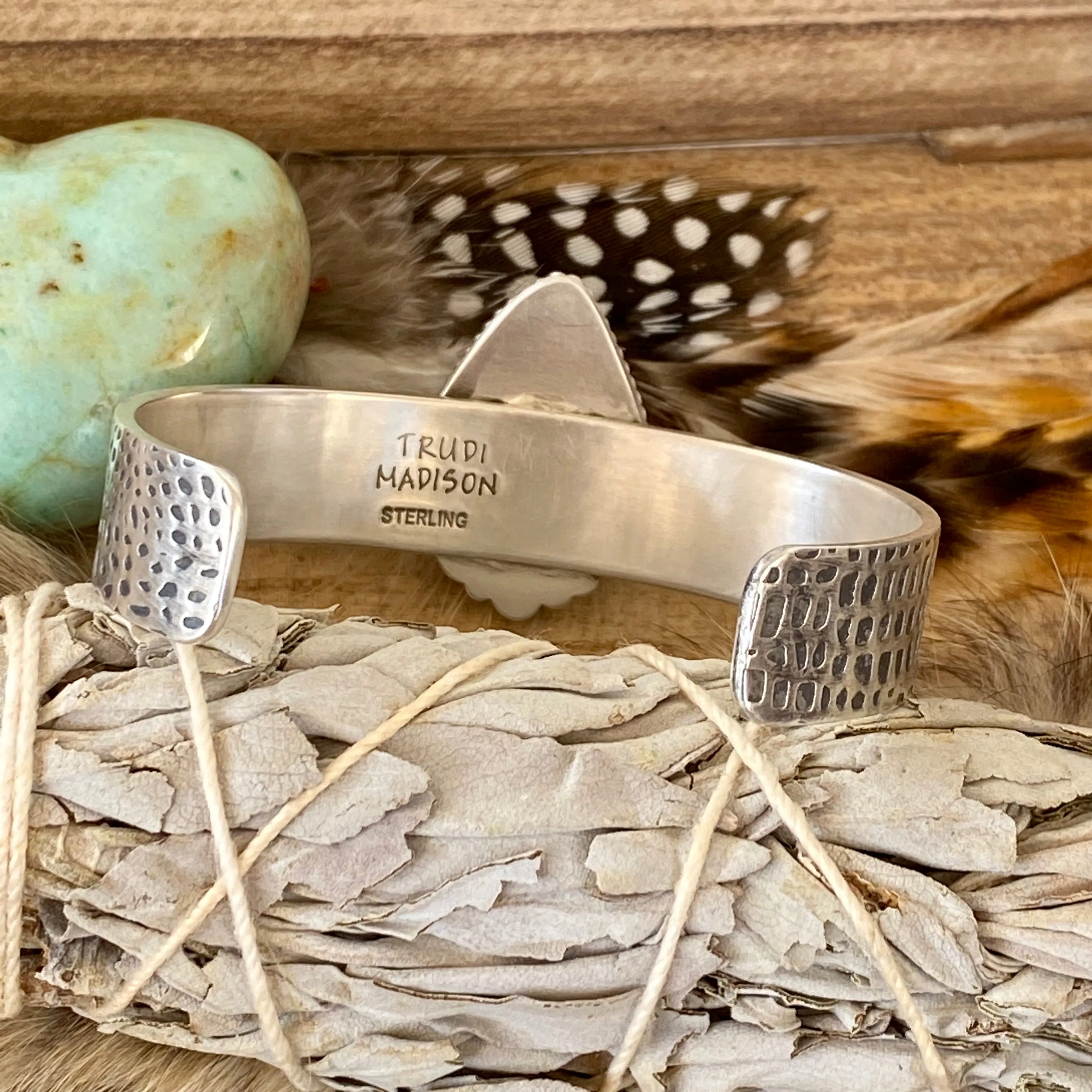 Moonstone teardrop Reptile sterling silver cuff