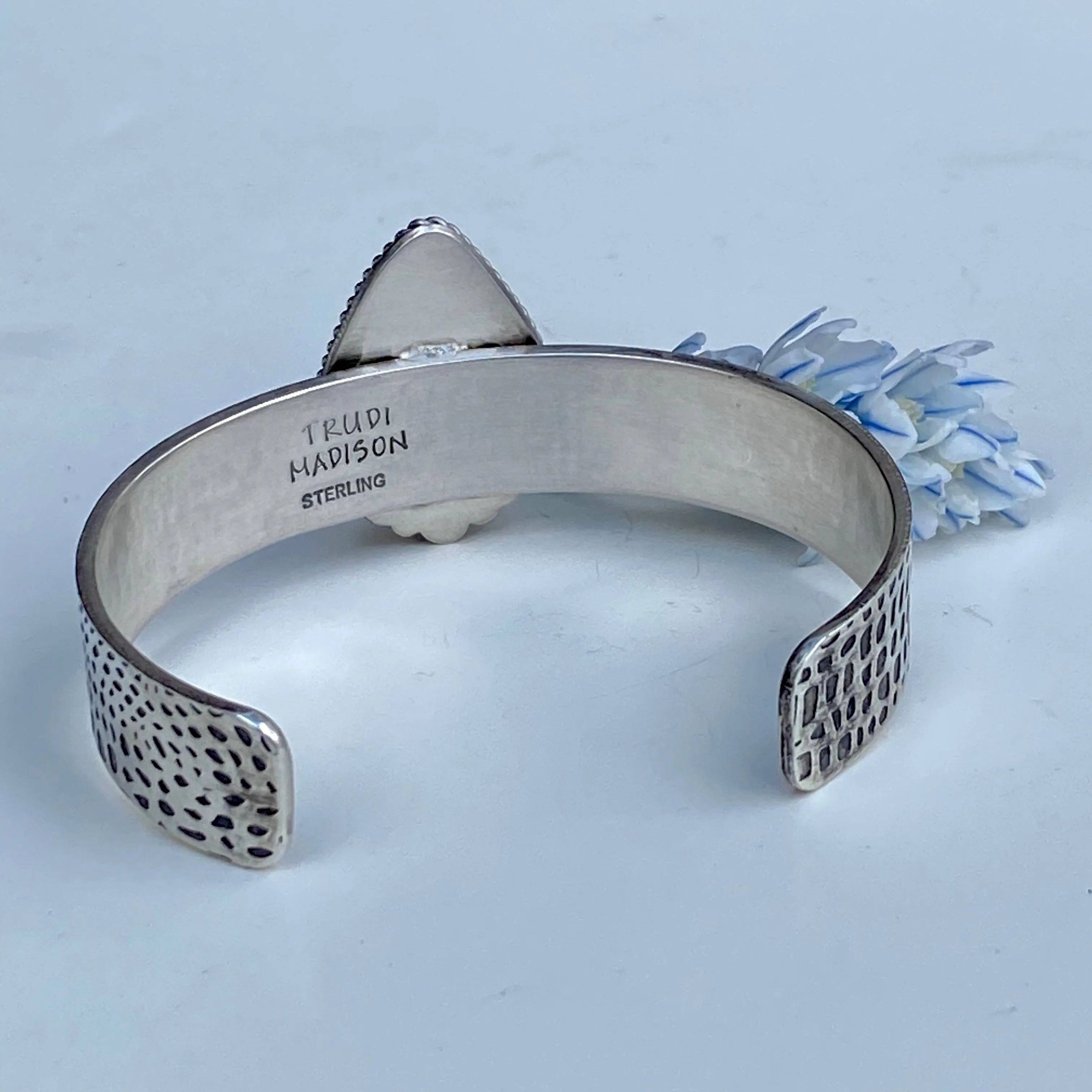 Moonstone teardrop Reptile sterling silver cuff