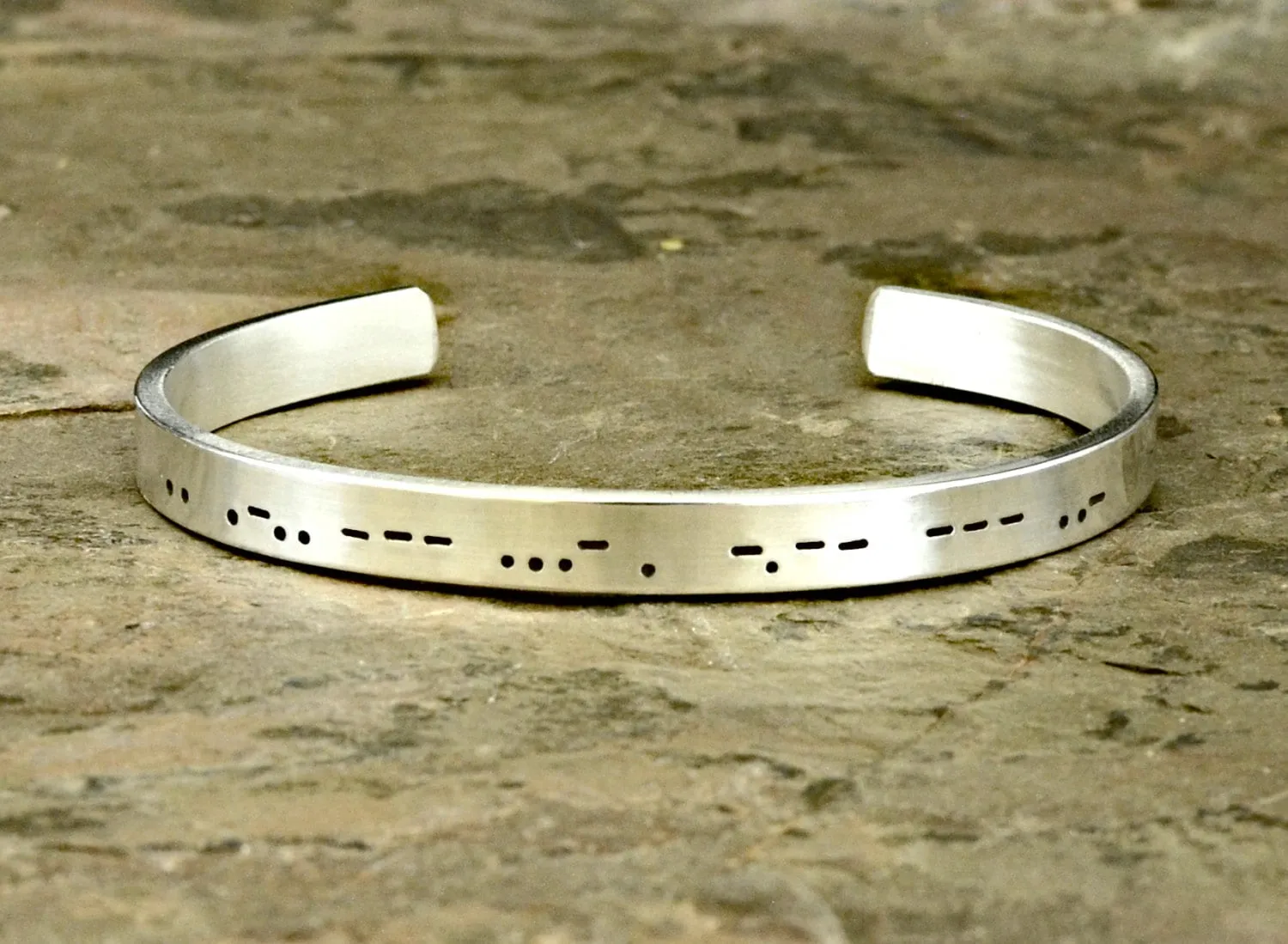 Morse Code Sterling Silver Cuff Bracelet Personalized with your Messages