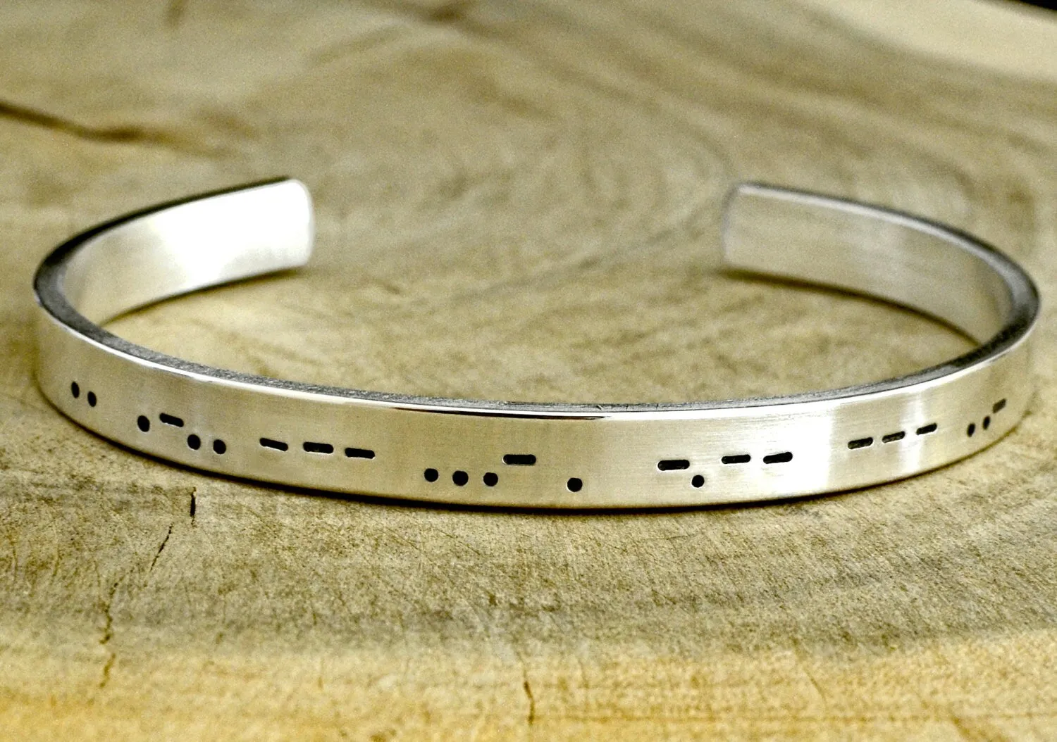 Morse Code Sterling Silver Cuff Bracelet Personalized with your Messages