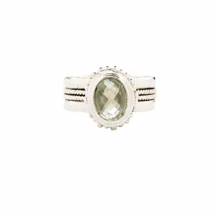Moss Green Prehnite - Handcrafted Sterling Silver Ring