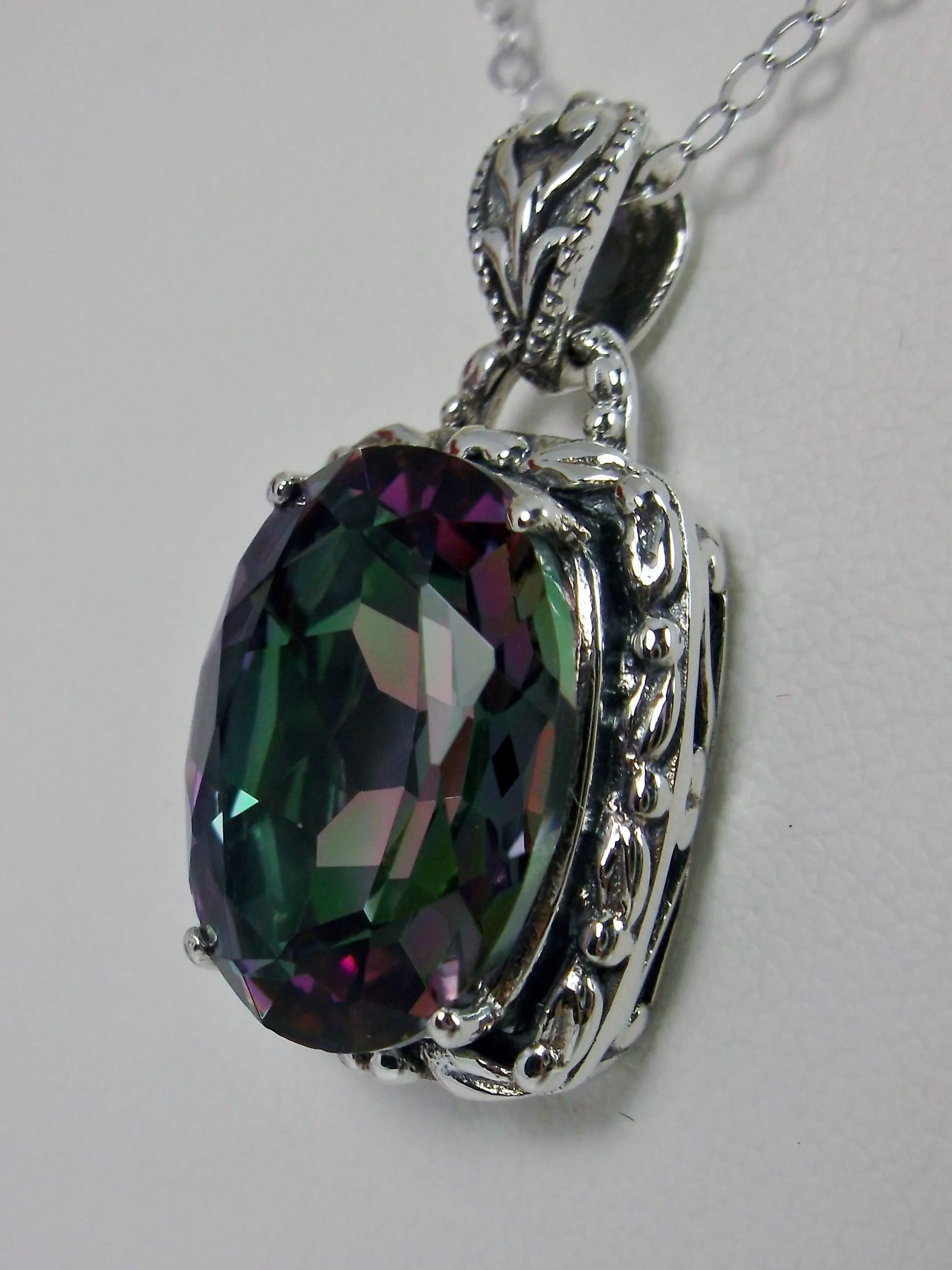 Mystic Topaz Pendant, Rainbow Topaz Art Nouveau Necklace #P120