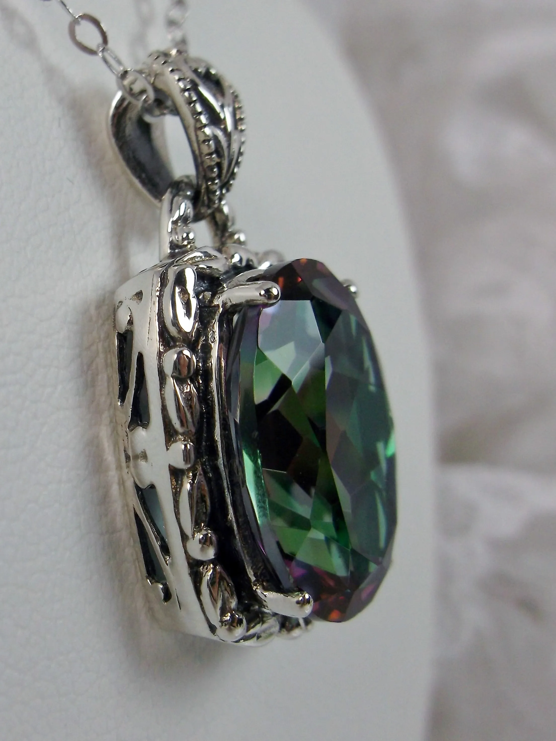 Mystic Topaz Pendant, Rainbow Topaz Art Nouveau Necklace #P120