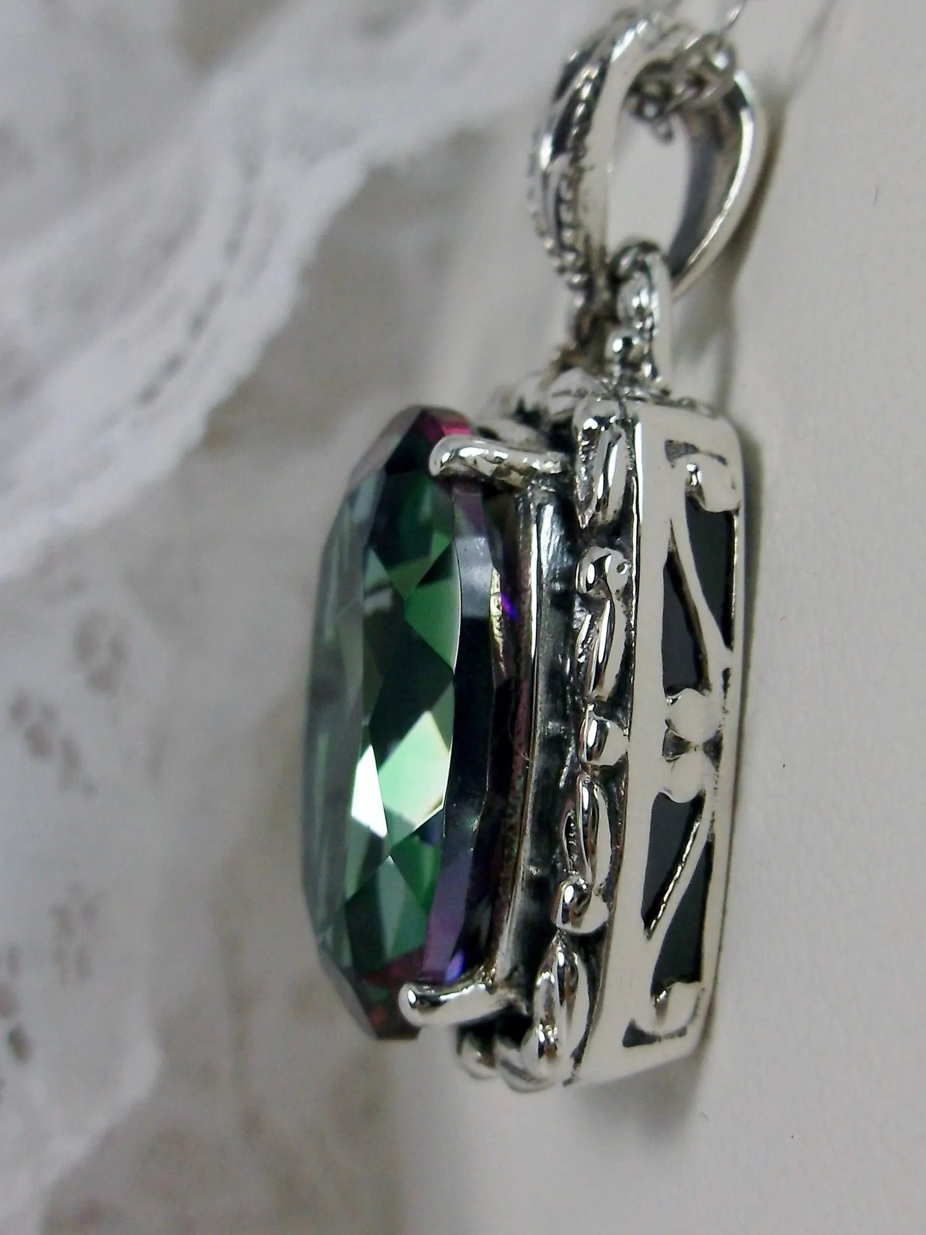 Mystic Topaz Pendant, Rainbow Topaz Art Nouveau Necklace #P120