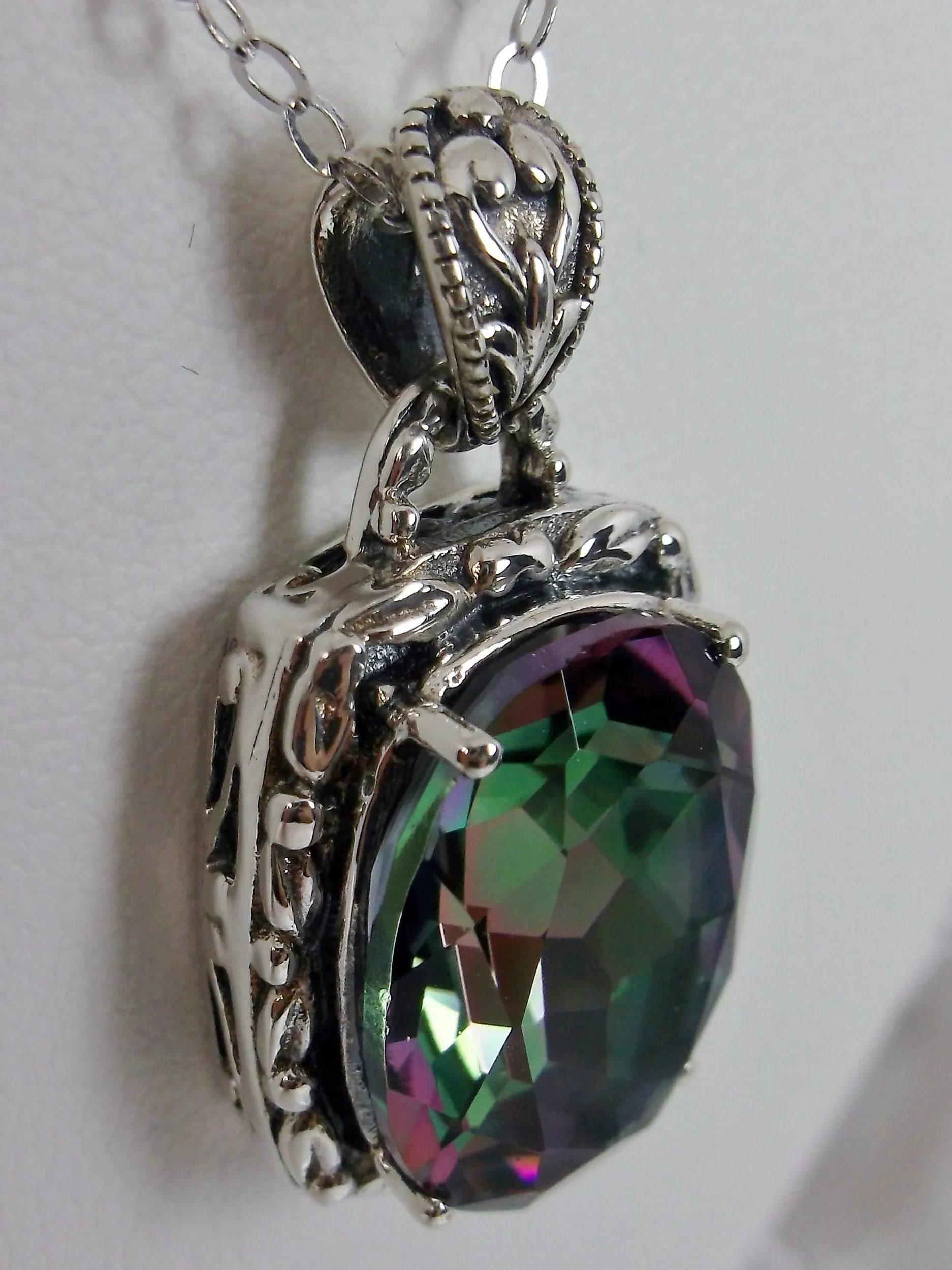 Mystic Topaz Pendant, Rainbow Topaz Art Nouveau Necklace #P120