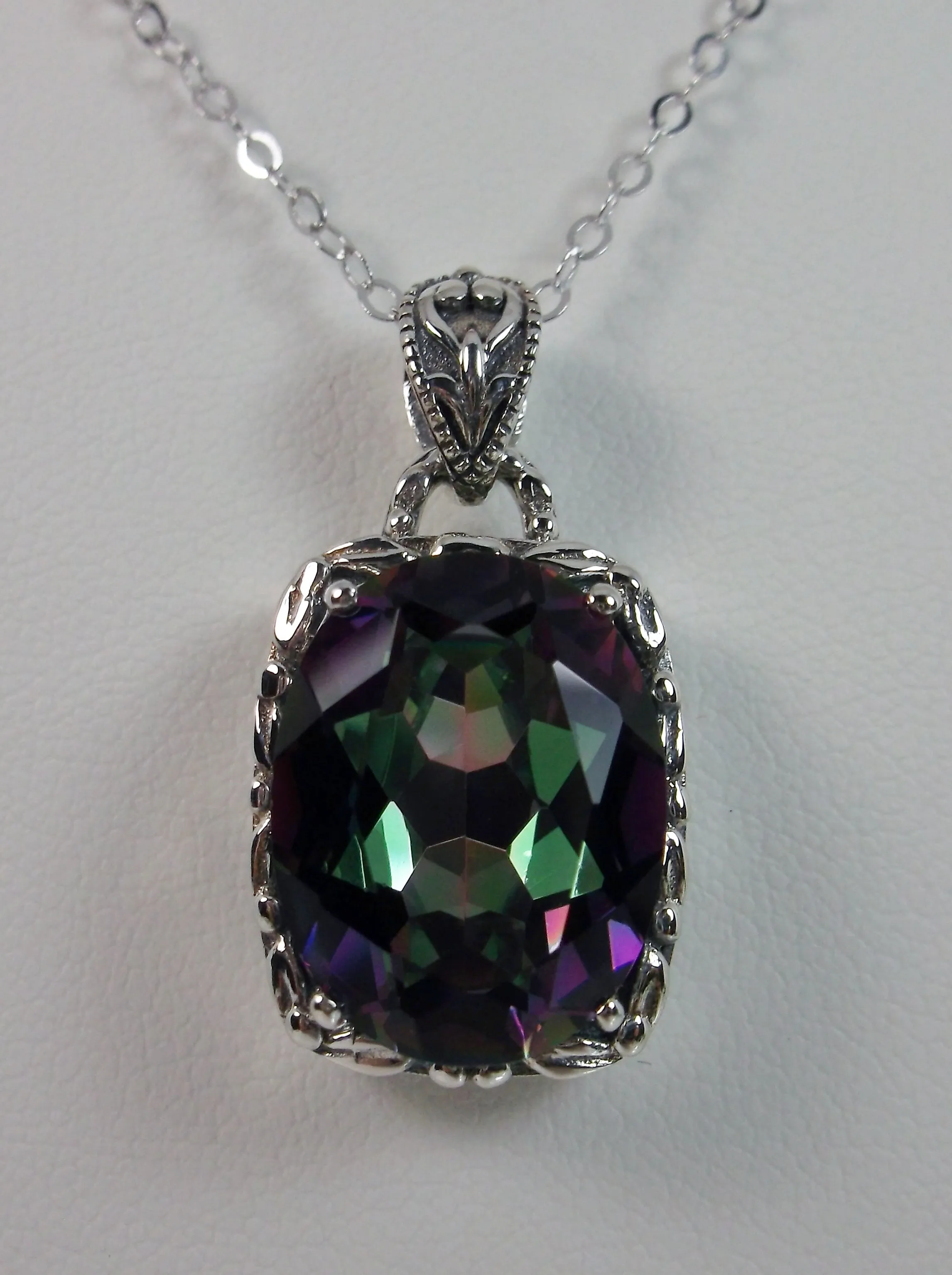 Mystic Topaz Pendant, Rainbow Topaz Art Nouveau Necklace #P120