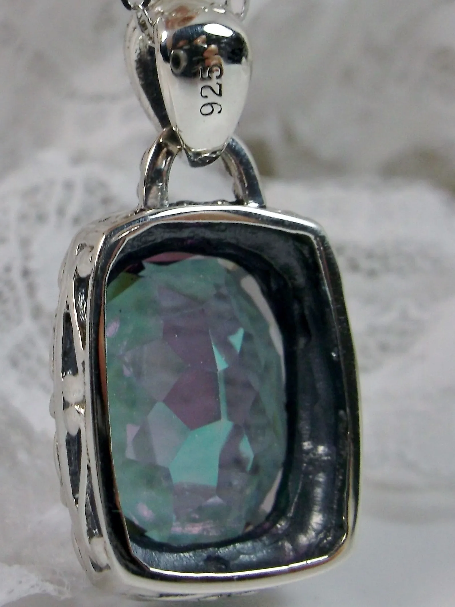 Mystic Topaz Pendant, Rainbow Topaz Art Nouveau Necklace #P120