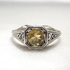 Natural 2 carat Citrine Set in Edwardian Style Filigree Mounting