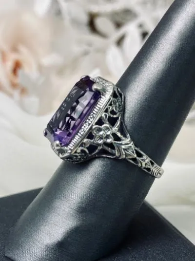 Natural Amethyst Art Nouveau Ring, Purple Amethyst Gemstone, Vintage Style Jewelry, Design#D64