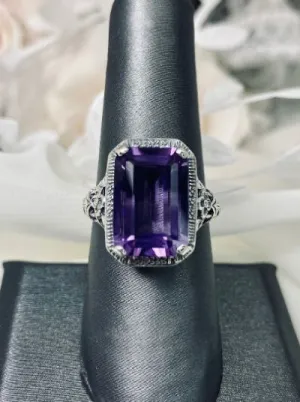 Natural Amethyst Art Nouveau Ring, Purple Amethyst Gemstone, Vintage Style Jewelry, Design#D64