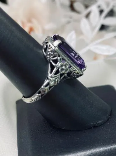Natural Amethyst Art Nouveau Ring, Purple Amethyst Gemstone, Vintage Style Jewelry, Design#D64