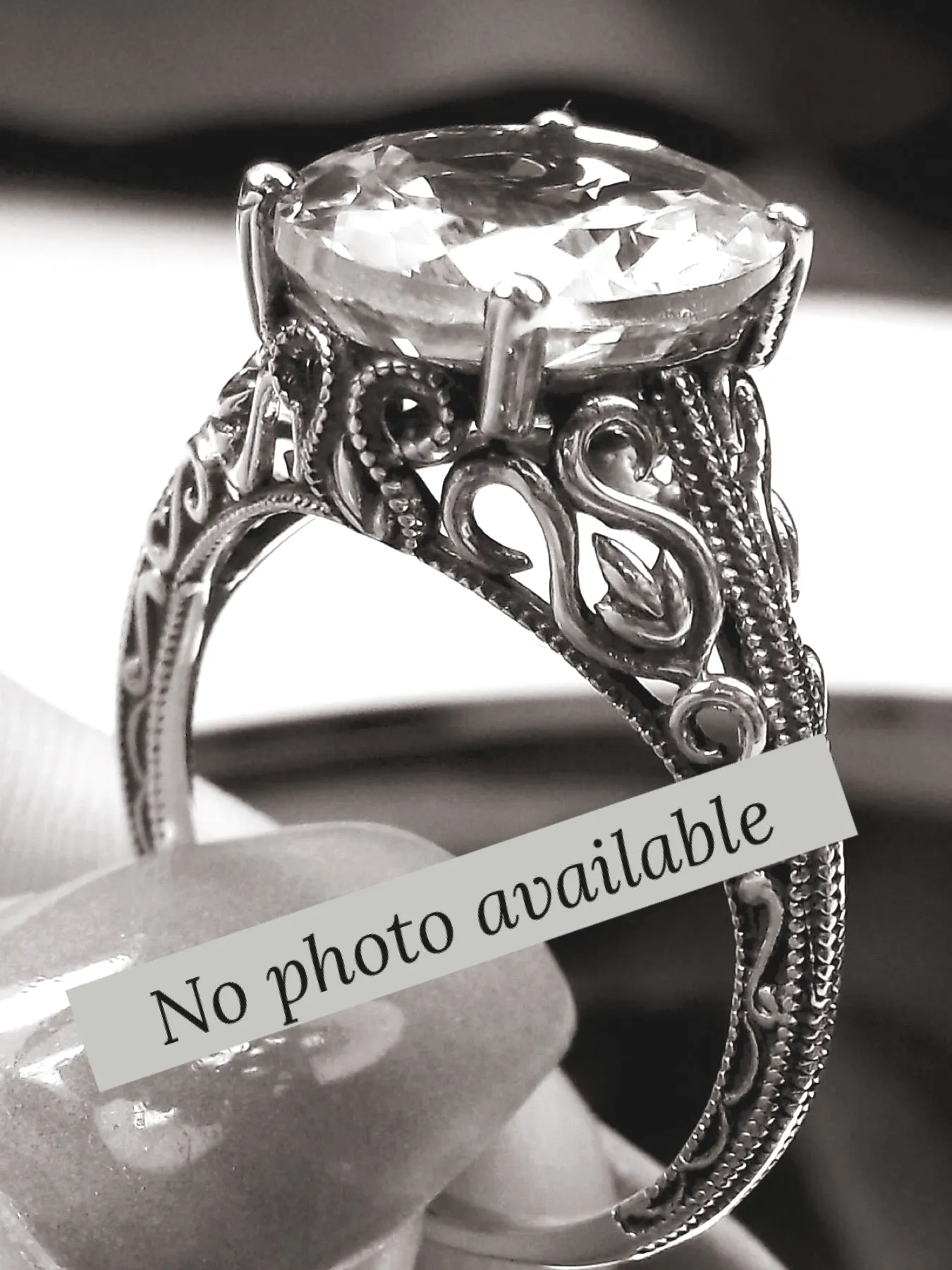 Natural Aquamarine Ring, Swan Filigree, Sterling silver, 10k or 14k, Art Deco Jewelry #D190