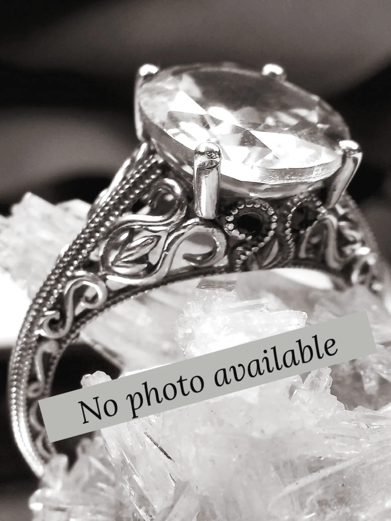 Natural Aquamarine Ring, Swan Filigree, Sterling silver, 10k or 14k, Art Deco Jewelry #D190